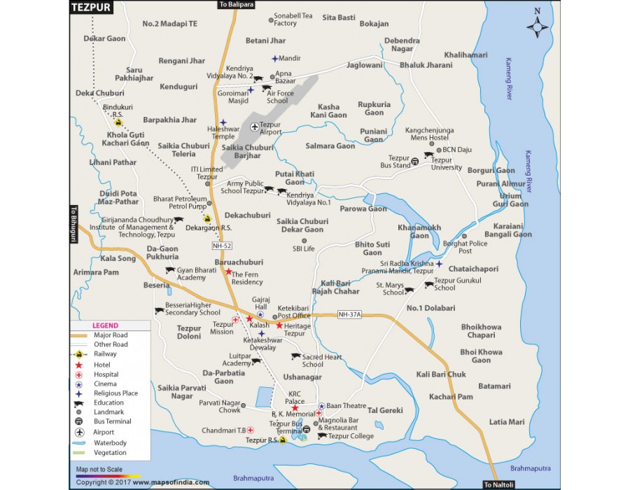 tourist map of tezpur